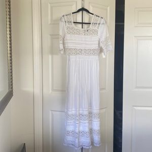 eyelet button down, embroidered boho summer eyelet lace cut maxi dress